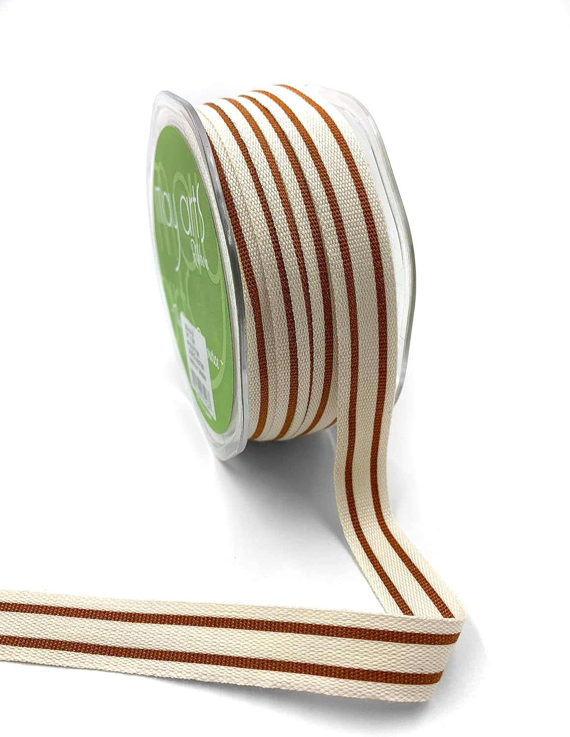 Amazon.com: 5/8 Inch Cotton Blend Double Stripe Ribbon with Woven Edge ...