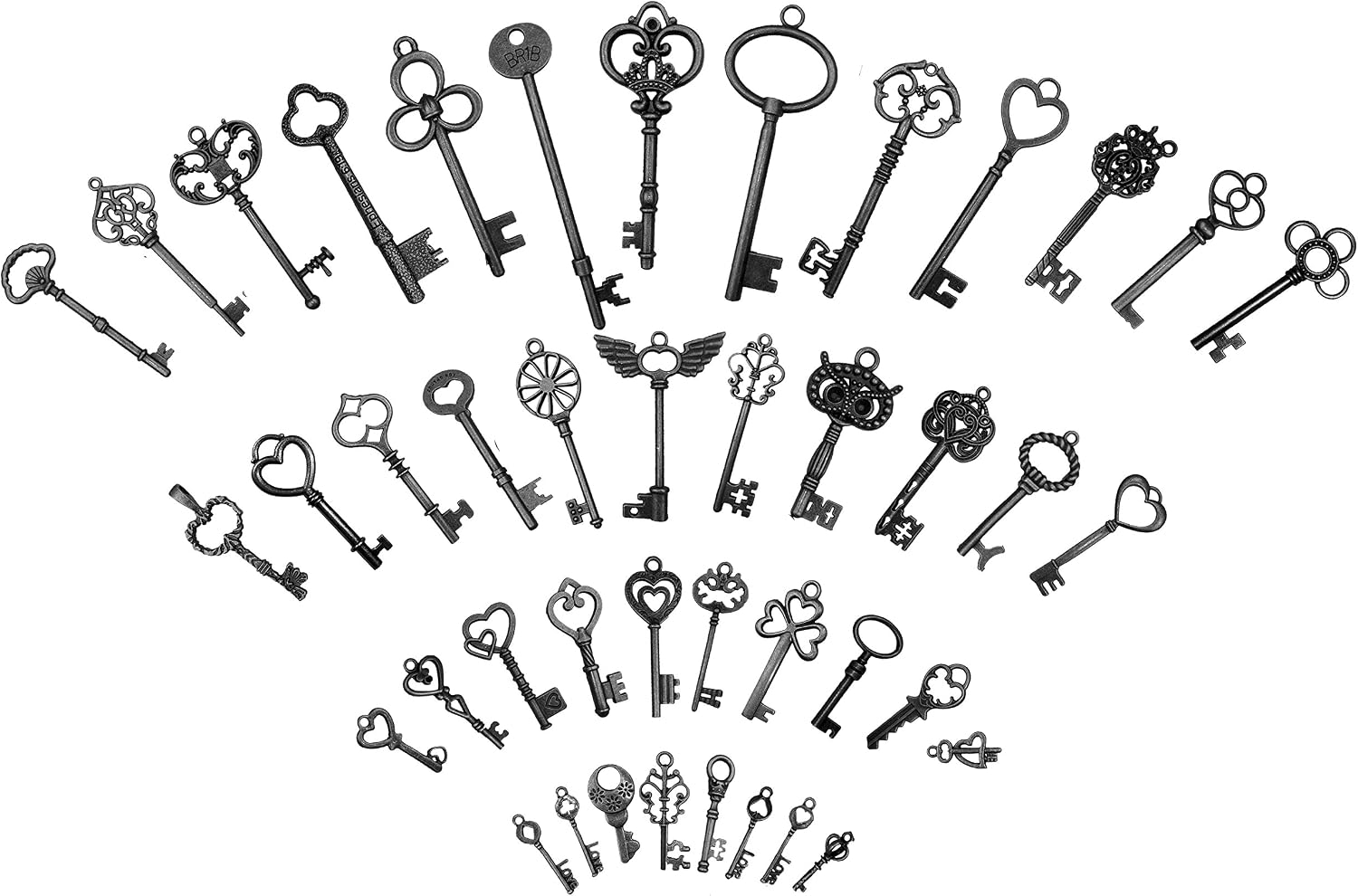 42pcs Mixed Vintage Skeleton Keys, 42 Styles Key, Each 1piece (Black)