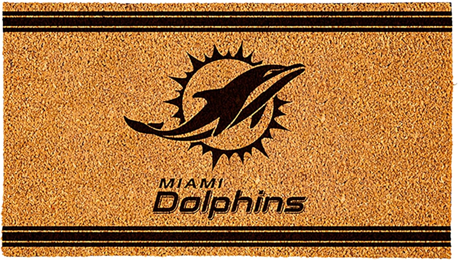 Team Sports America NFL Miami Dolphins Natural Coir Door Mat | Indoor and Outdoor Entryway | 28 x 16 Inches | Non Slip Back | Welcome Floor Mats | Muddy Dog Paws | Front Door Entrance Home Décor
