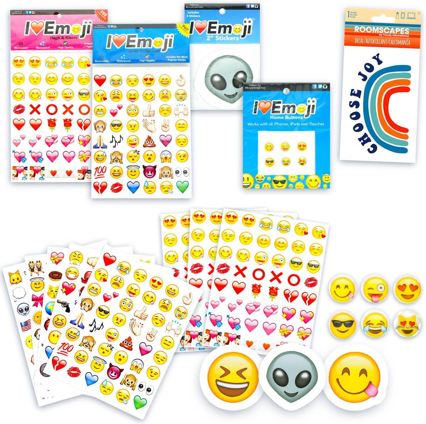 Emoji Stickers Bulk Variety Pack - Bundle with 1250+ Reusable Jumbo and Puffy Reward Stickers for Classroom, Potty Training, More | Smiley Face Emoticon Stickers for Kids, Teachers (Styles May Vary)
