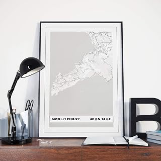 Amalfi Coast Map Poster - Italy Coordinates Travel Print (unframed)