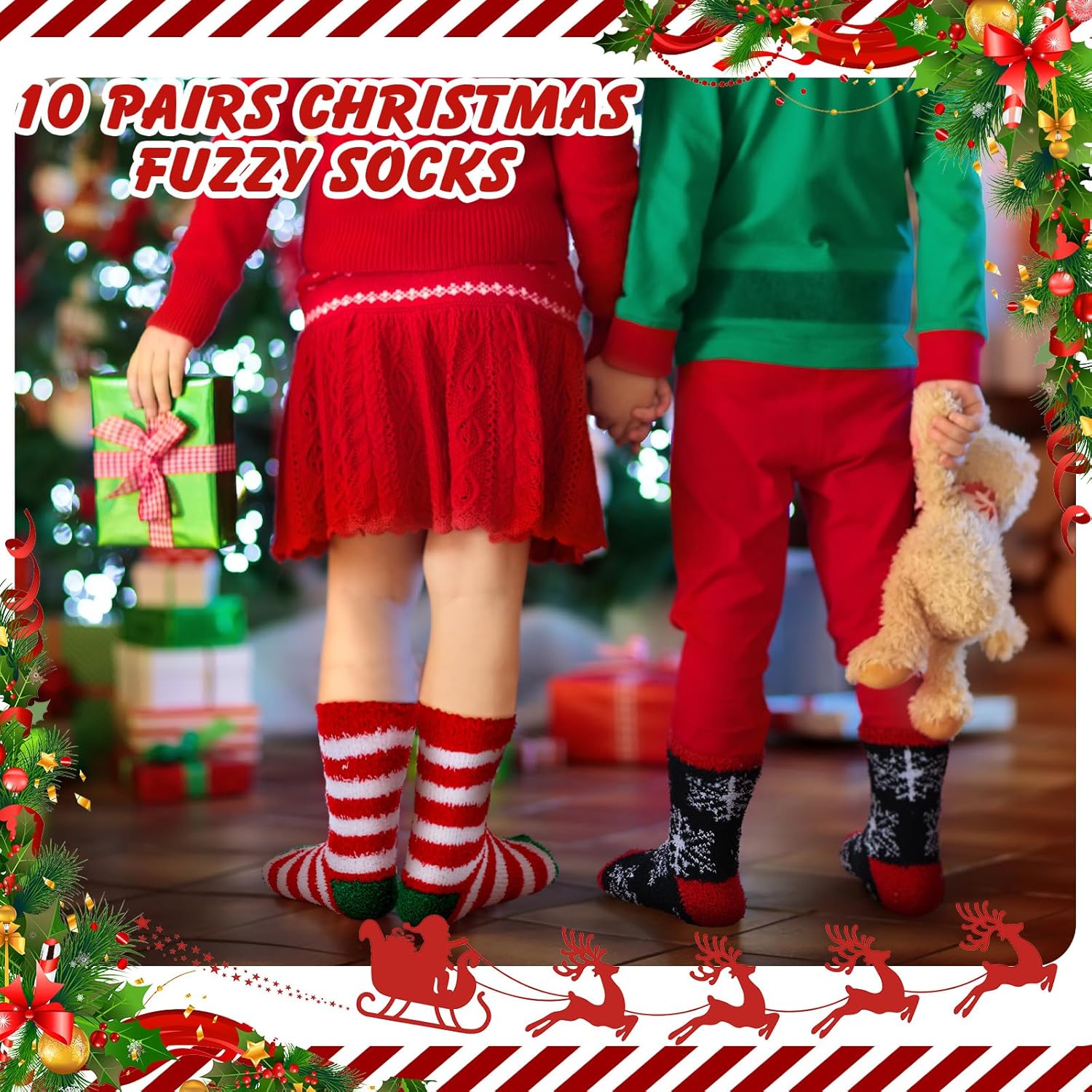 50 Pairs Galentine's Day Fuzzy Socks Bulk for Women Valentine's Day Pink Purple Cozy Heart Plush Sock Holiday Gift - Image 4