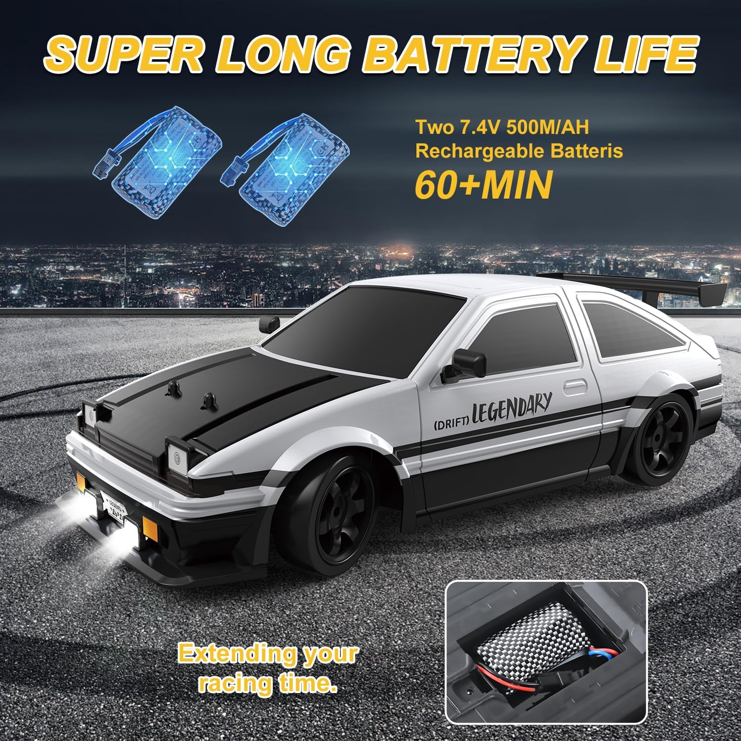 Mostop Remote Control Car 1:16 RC Drift Car with Spraying, 2 Batteries, LED Lights, 18KM/H High Speed RC Car for Drifting and Racing, RC Sport Racing Cars Model Vehicles for Kids Boys Birthday Gift