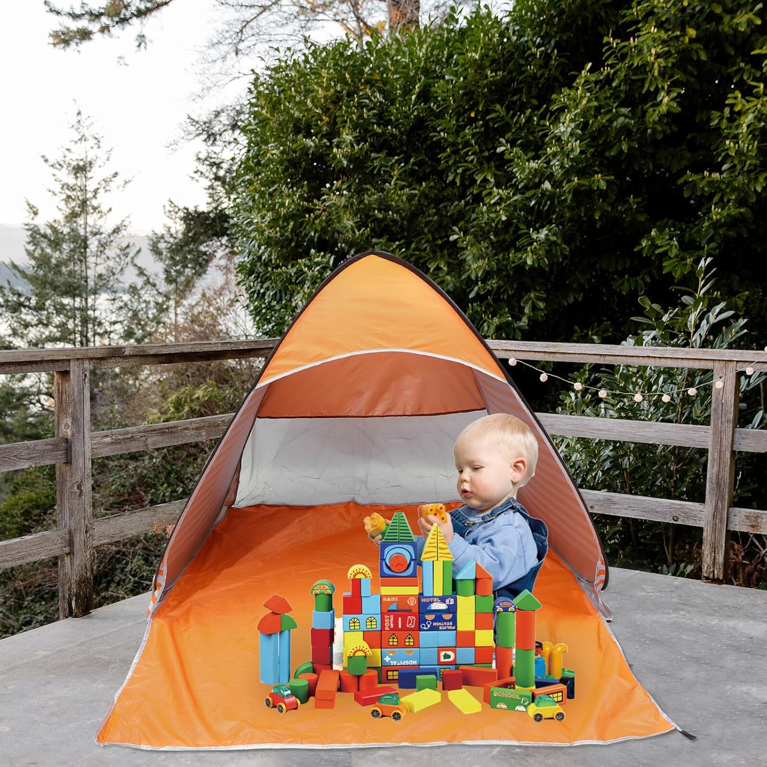 Quick Opening Automatic Camping Tent with Striped Pattern Lightweight Portable Shelter for People Breathable UV Protection Beach Canopy for Hiking and Outdoor Activities