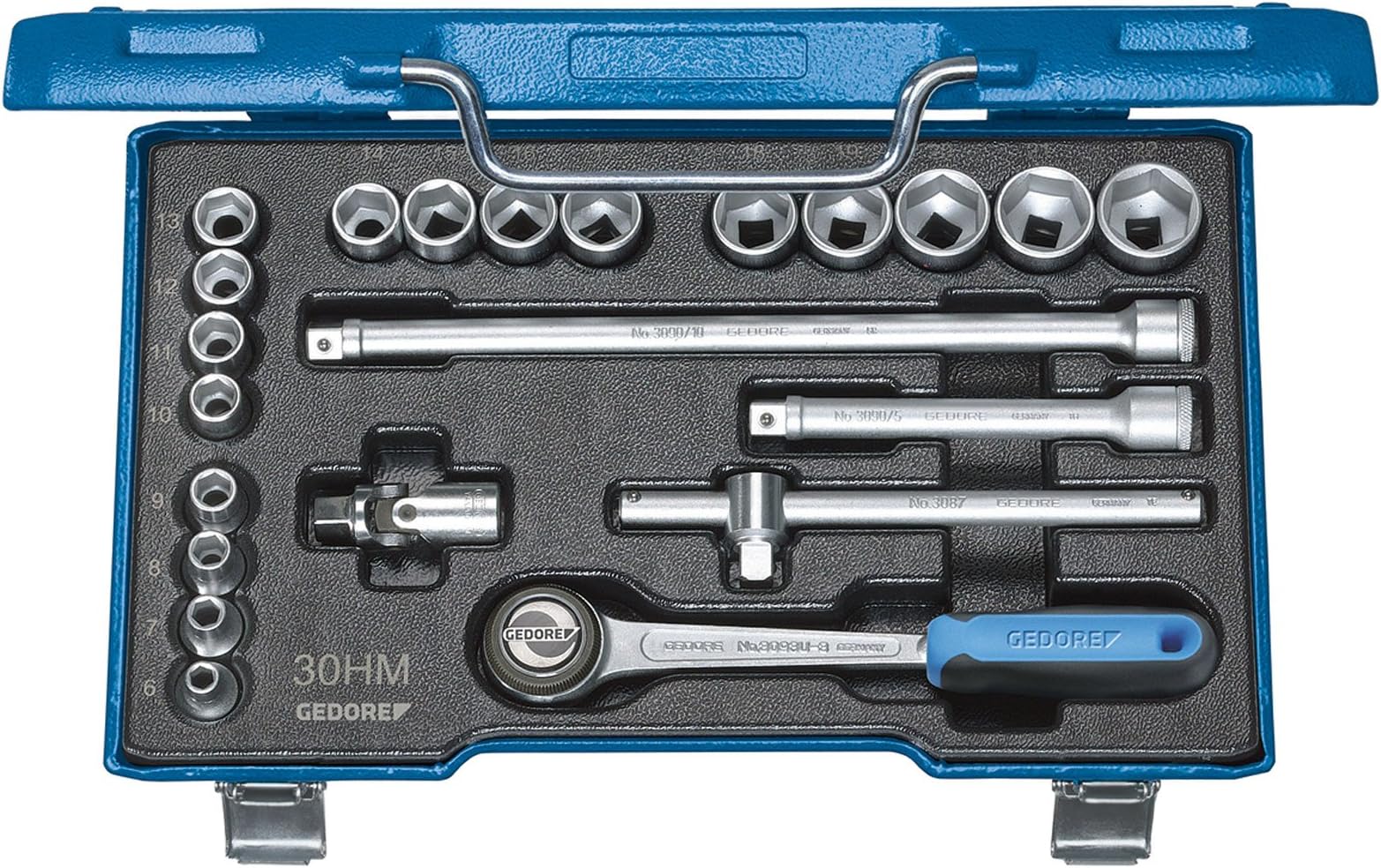 30 HMU-3 Socket Set 3/8" 22 pcs hex 6-22 mm