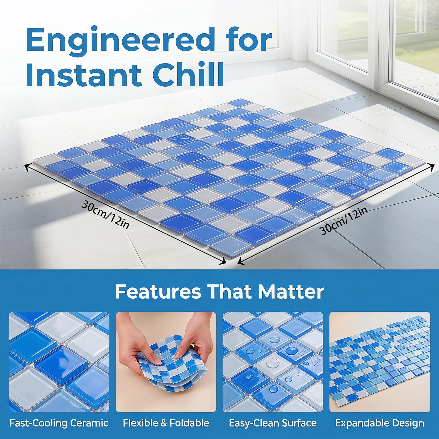 Mosaic Ice Mat for Hamsters, Rabbits and Small Pets, Summer Cooling Pad, Temperature Reducing Pet Mat image 5