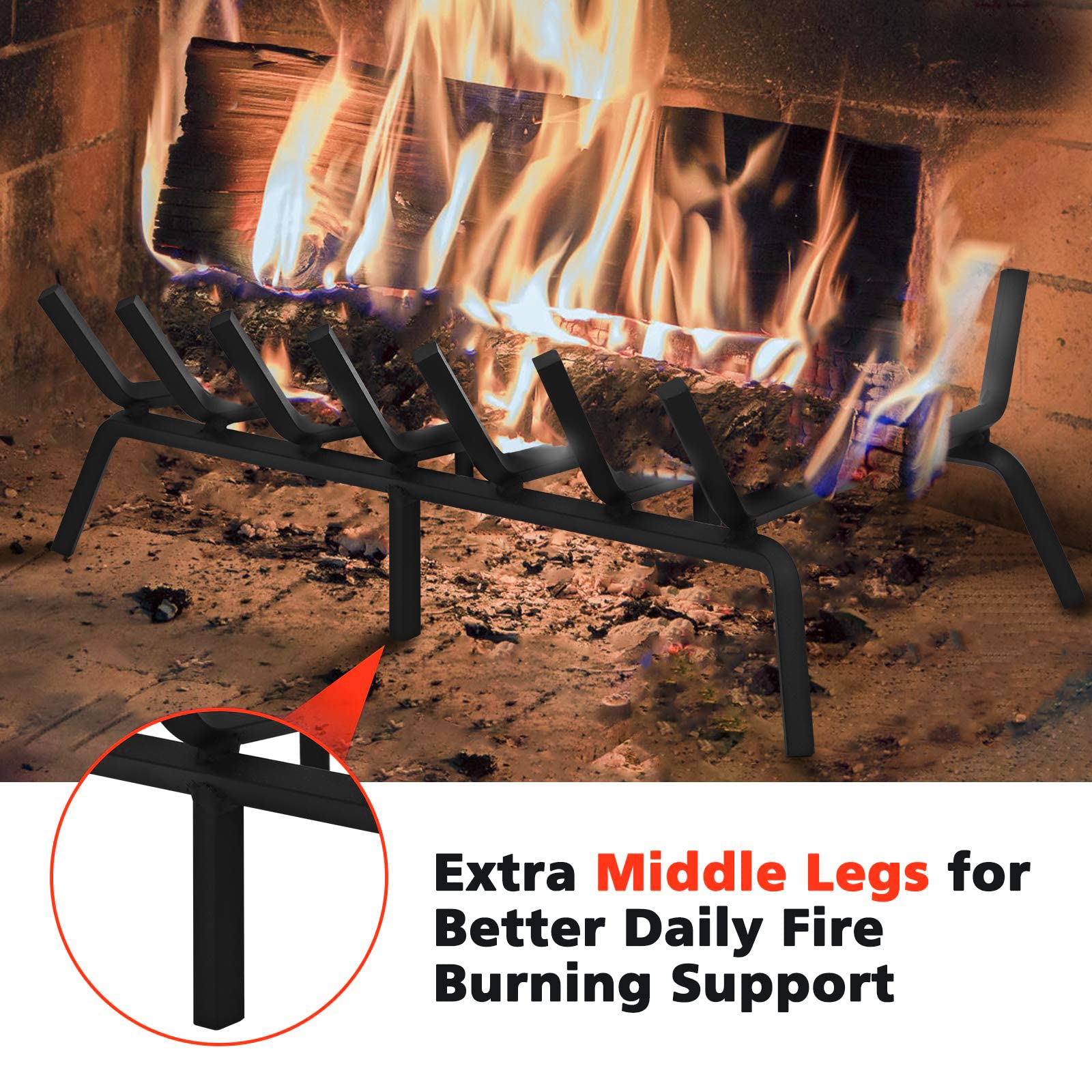 Buy Fireplace Grate 24 inch Heavy Duty Solid Steel Fireplace Log Holder