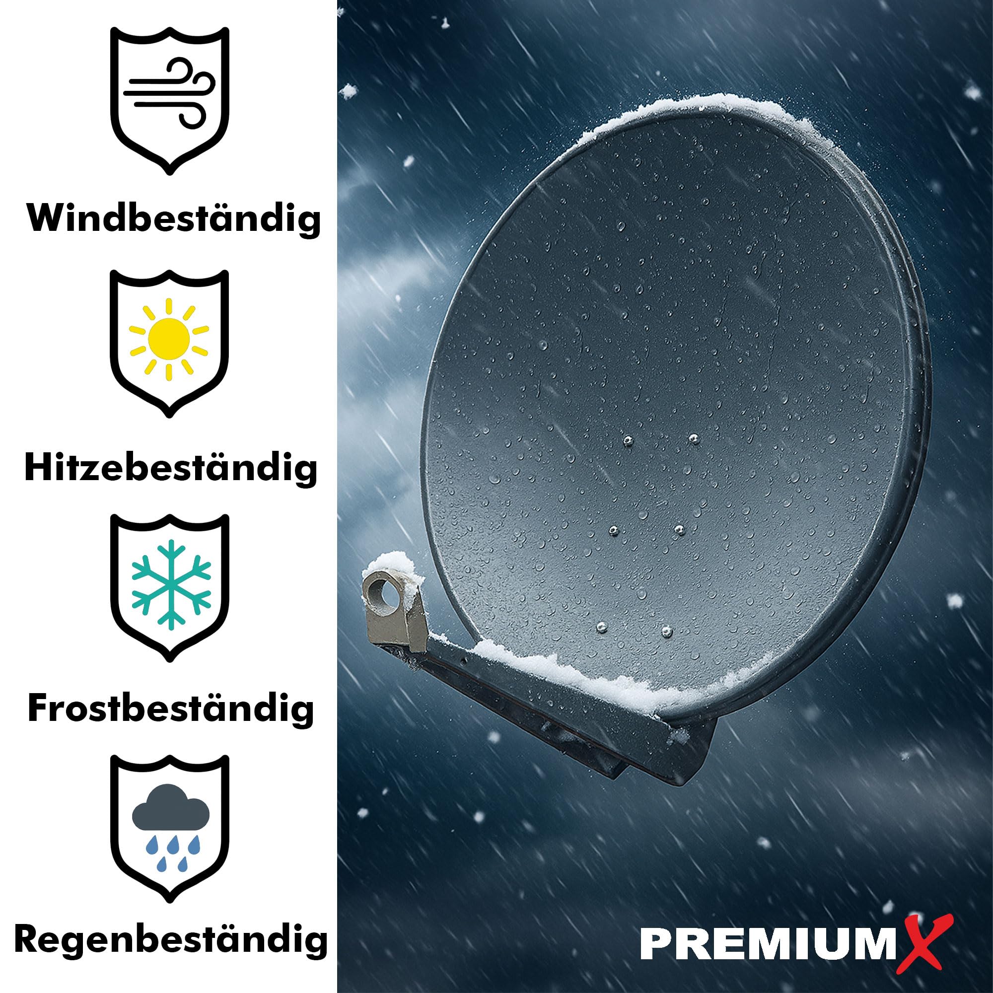 Satellitenschüssel 100cm Aluminium Anthrazit Offset Satelliten-Antenne FullHD 4K UltraHD