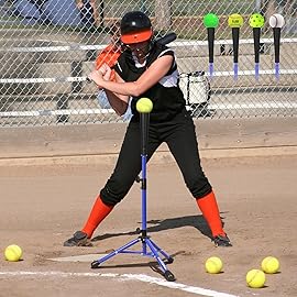 BaseGoal Batting Tee Baseball Tee,Softball Travel Portable Tee Tripod Stand Rubber Tee for Batting Training Practice with Carrying Bag