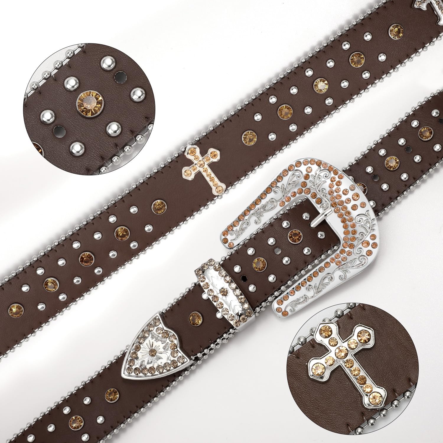 Sparkly Rhinestone Diamond Sequin Studded Belt for Men & Women - Western Cowgirl Cowboy Style - Image 6