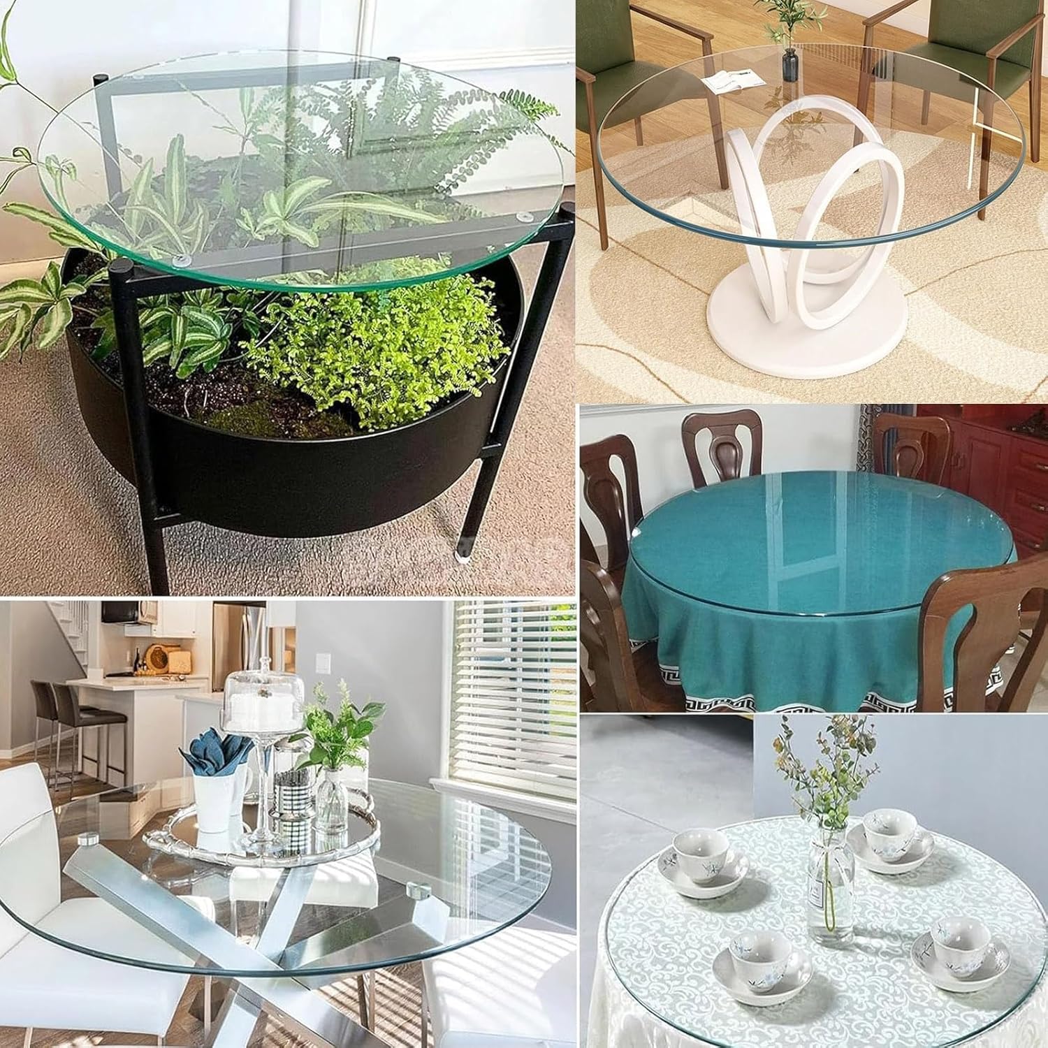 HJXGQJM Toughened Glass Tabletop Round Patio Glass Table Top Tempered Glass Table Top for Dining Table, Coffee Table, Home, Office，DIY Self-Made Glass Table Tops for Coffee Tables(48CM(19INCH))