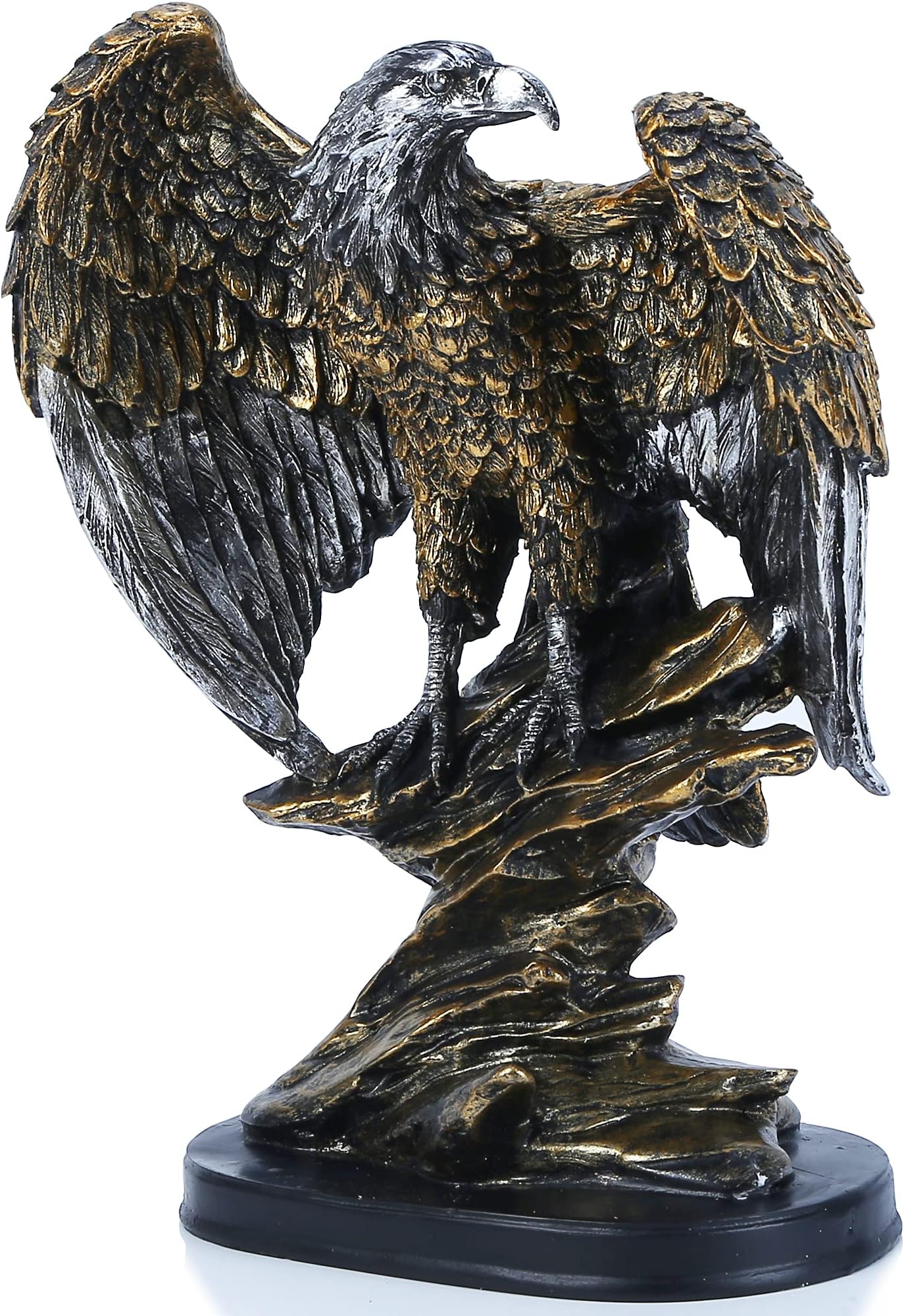 H&W 10.25" H Patriotic Eagle Statue,Sandstone Resin Sculptures for Men,Wild Bird Eagle Figurines,Abstract Art Statue Collectible Figurines for Home Office Living Room Bookshelf Table Desktop Décor
