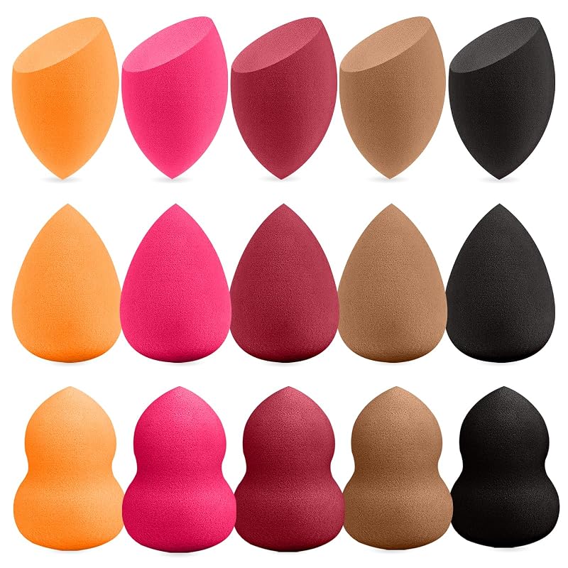 Conjunto com 15 esponjas multicoloridas para maquiagem QSdywlyd, sem látex, para uso seco ou úmido