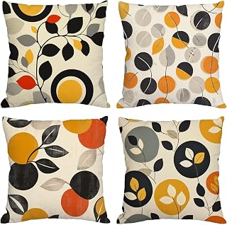 Fundas Cojines Amarillo 55x55 cm Juego De 4 Funda Cojin Planta Cojines para Sofa Doble Cara Patrón Exterior Impermeable Cuadradas Cushion Covers, Sala de Estar Dormitorio Oficina Silla Balcones b-564