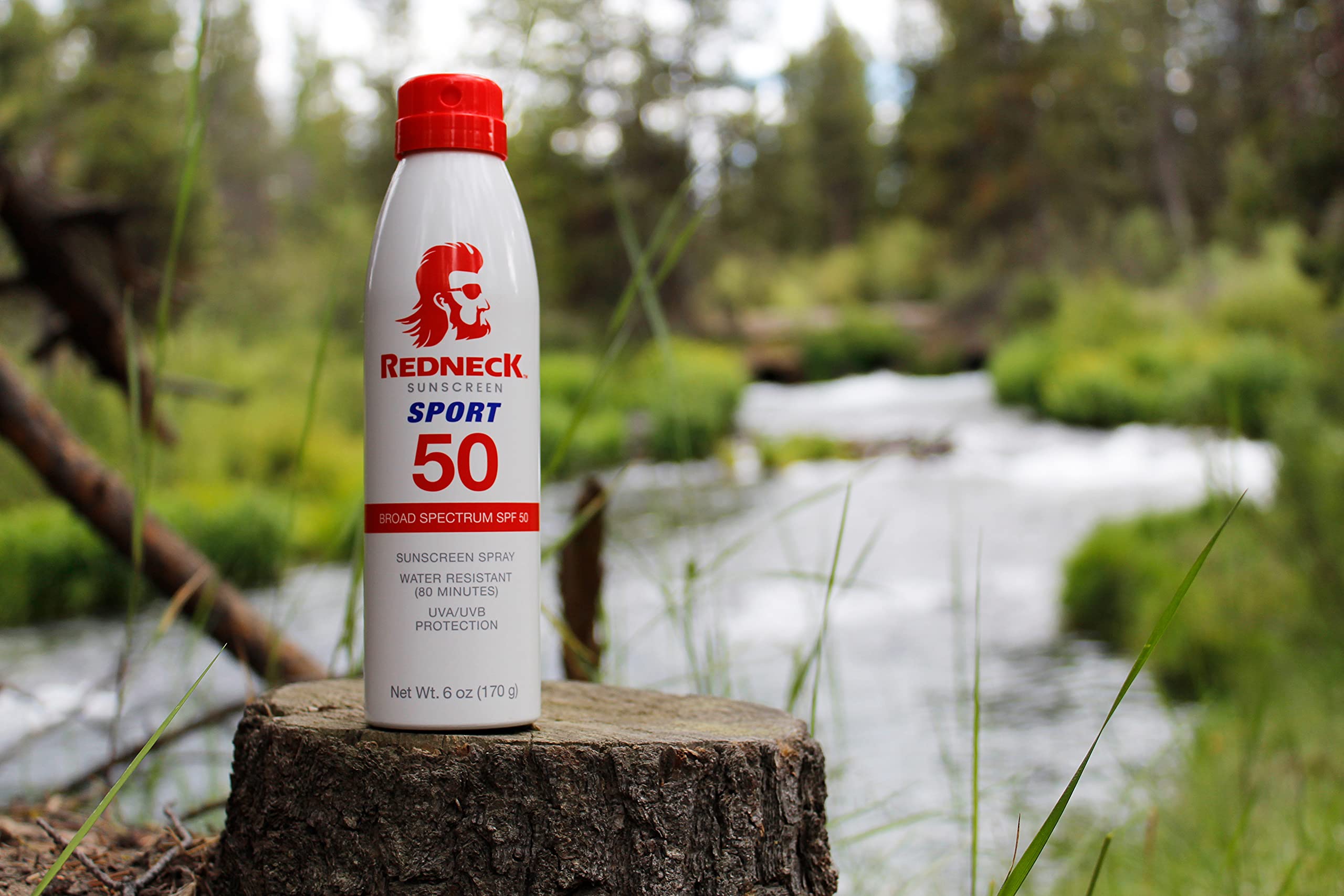 Redneck - Protezione solare, 170 ml, SPF 50, spray sportivo, resistente all'acqua e al sudore, non irritante