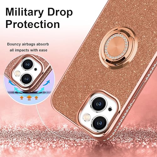 Miniatura 5 de Thomo Compatible con iPhone 13 Bling Stand Case 6.1 pulgadas (marrón claro) Negro,Azul / Patchwork,Verde fosforescente,Oro,Marrón claro,Azul