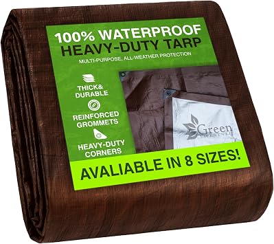 GREEN LIFESTYLE Heavy Duty Tarp Waterproof - Tent Cover, Covers Cars, Boats, Roofs, Supplies & Equipment for Outdoor Projects 12x20