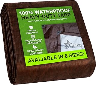 GREEN LIFESTYLE Heavy Duty Tarp Waterproof - Tent Cover, Camping Tarp Waterproof, Protects Cars, Boats, Roofs, Supplies & Equipment, Works as Tent Rain Cover for Patio or Yard Use (12x16)