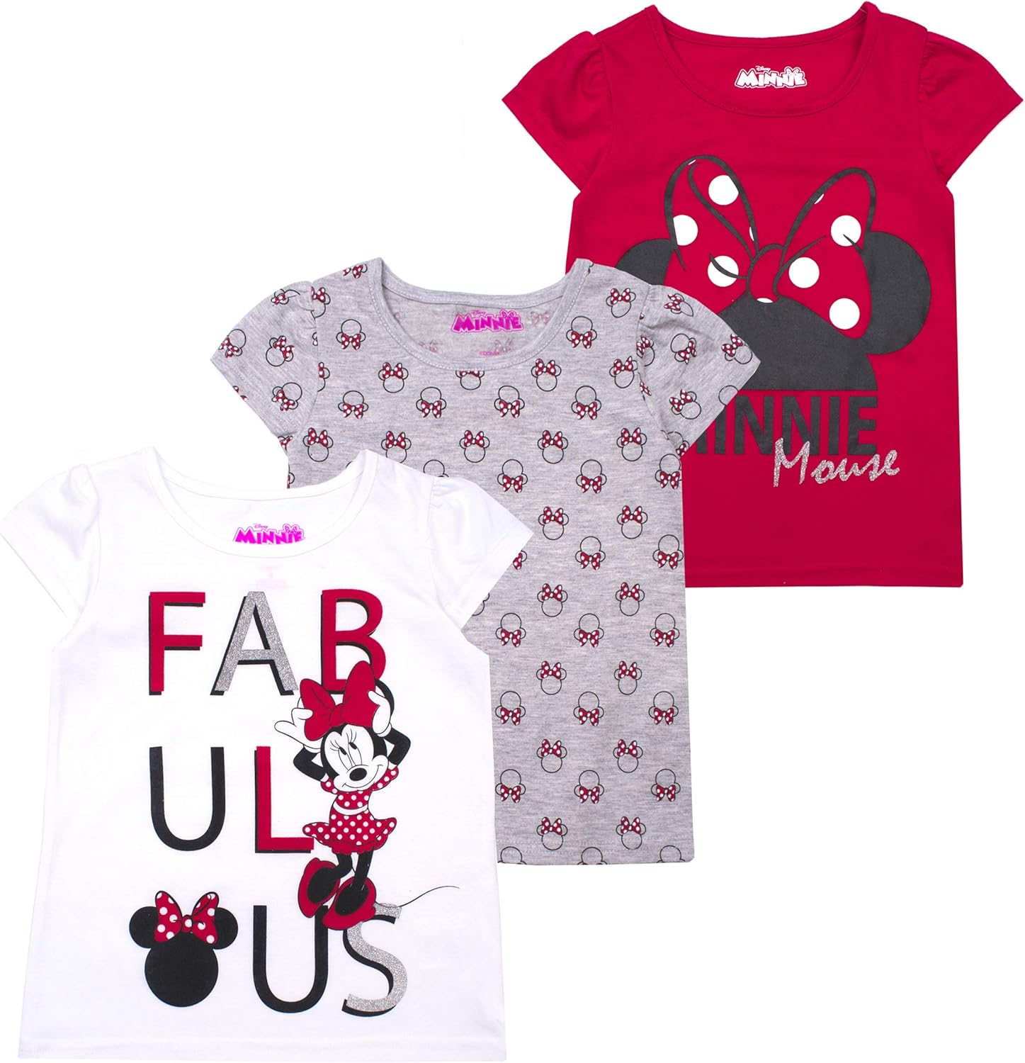 Juego de 3 camisetas de Disney para niñas amplia variedad incluye Minnie, Frozen, Princess, Moana