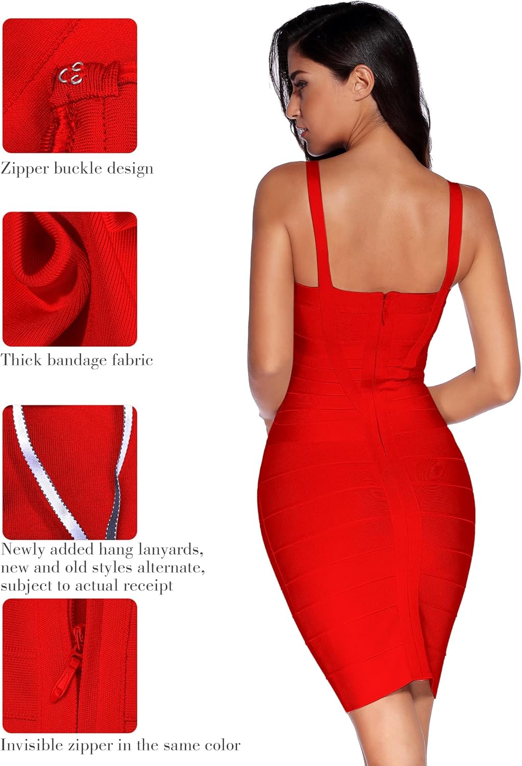 meilun Women's Celebrity Bandage Bodycon Dress Strap Party Pencil Dress - Image 3