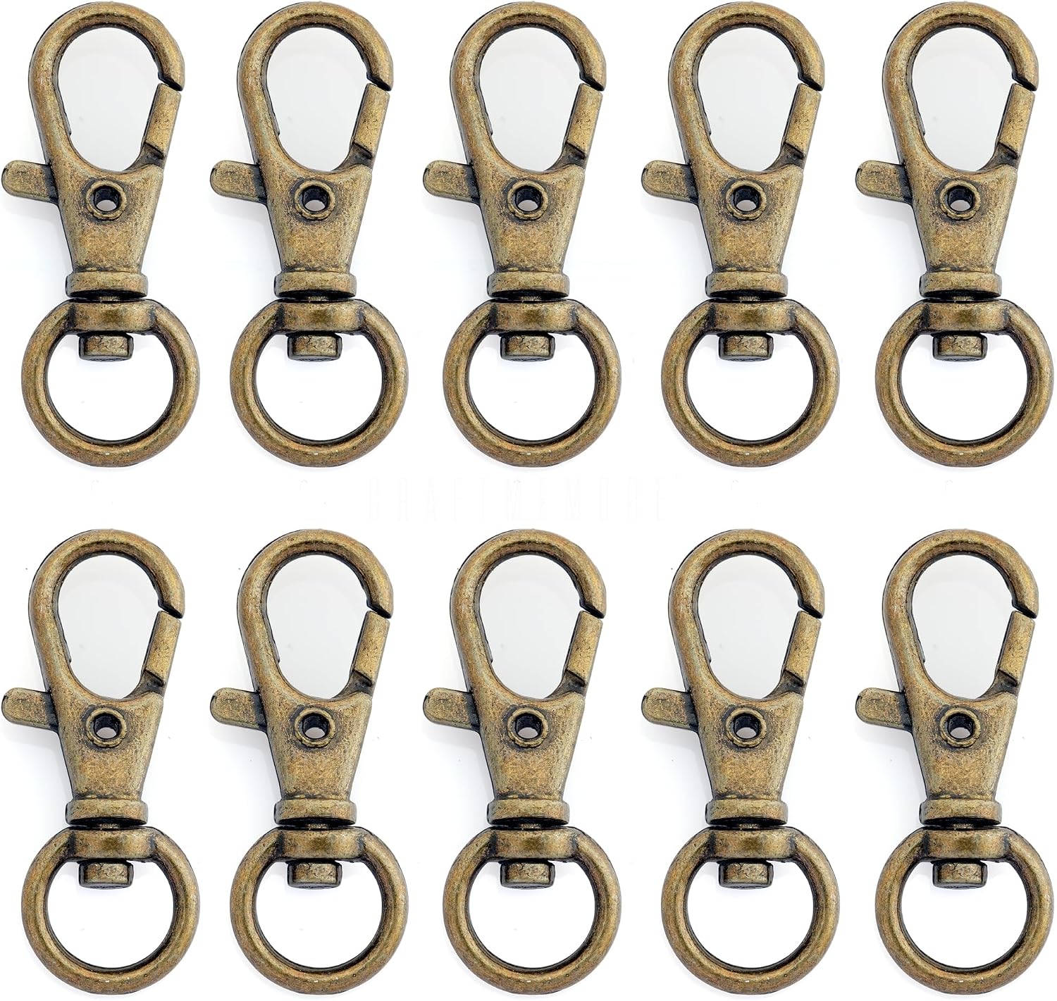 CRAFTMEMORE 50 pcs Swivel Clasps Lanyard Clips Snap Hook Metal Lobster Claw Clasp PLTN (Antique Brass)