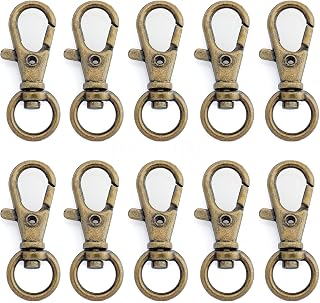 CRAFTMEMORE 50 pcs Swivel Clasps Lanyard Clips Snap Hook Metal Lobster Claw Clasp PLTN (Antique Brass)