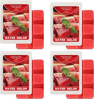 STRN Wax Melts Soy Wax Cubes 4 Pack Watermelon Scented, Long-Lasting Fragrance Scented Wax Cubes for Warmers Natural Soy Wax for Candle Wax Melts (4 x 1.25oz)