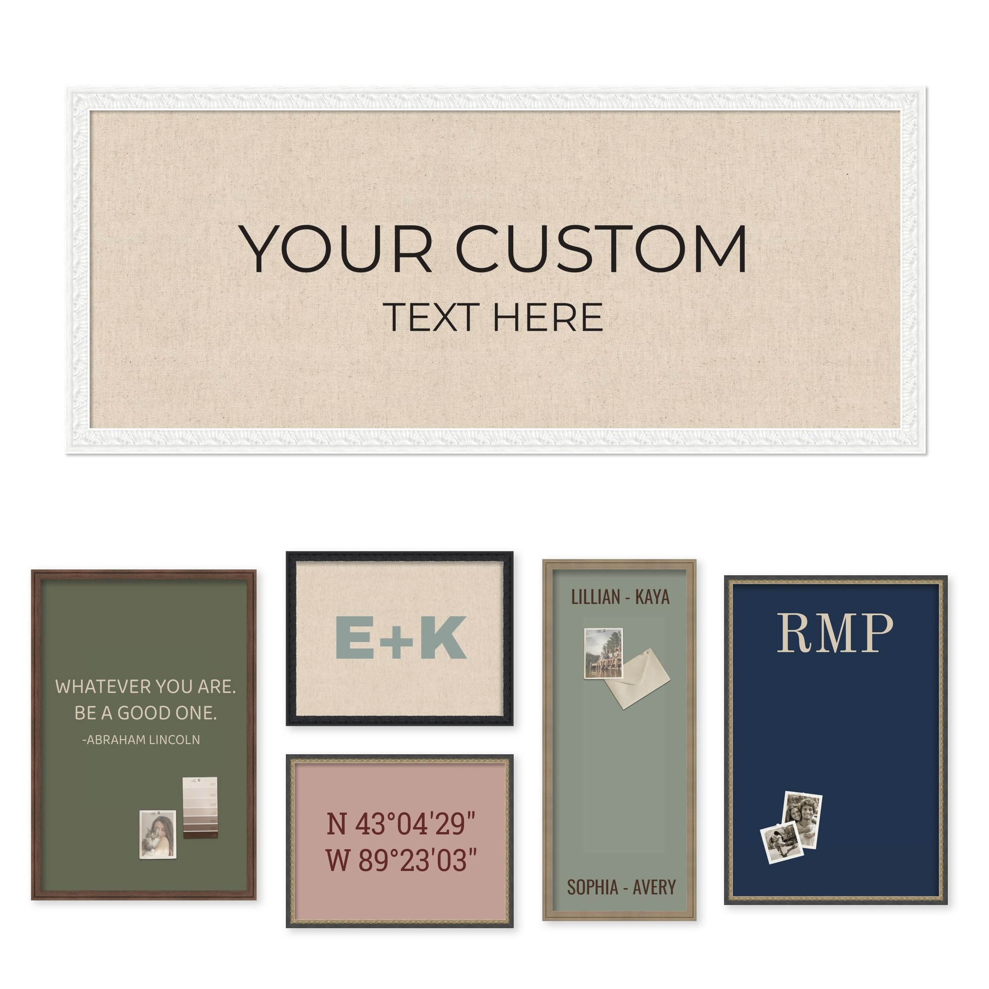 Kate and Laurel Personalized Pinboard Neutral Weave 18 x 42, Customizable Text Bulletin Board, Wall Organizer and Custom Poster Gift for Use as Wall Art, Cork Board, Vision Board, Dorm Decor