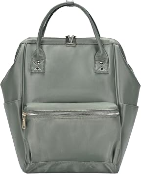MMS Brands Zuri Backpack | Nylon Backpack with accordion opening & top handles | 12L x 5W x 4H Moss