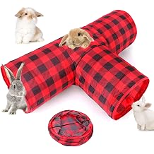 BWOGUE Bunny Tunnels & Tubes, 3-Way Collapsible Rabbit Hideout for Bunnies