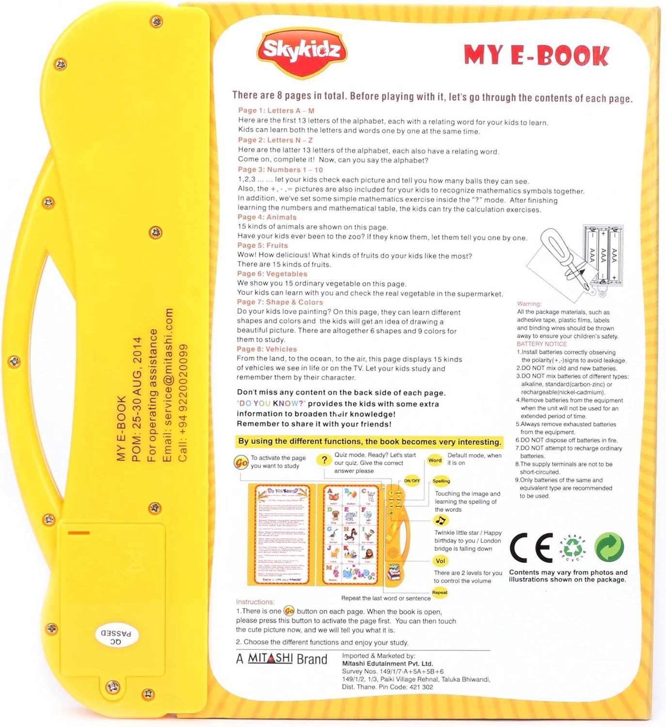 Mitashi Sky Kidz E SK 45 Kid's Musical Learning E-Book