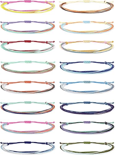 HUASAI Tobilleras de cuerda para mujer, impermeables, de verano, trajes de surfista, pulseras de olas de playa, pulseras trenzadas ajustables hechas