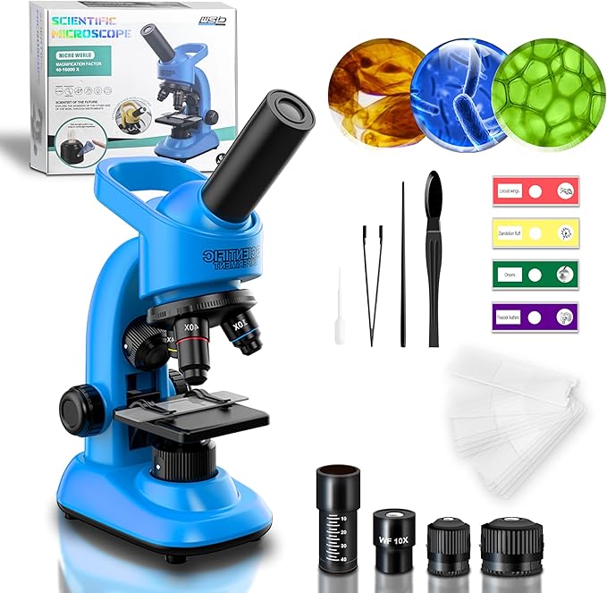Amazon.com: Kids Microscope,40-1600x Microscope Kit for Kids Beginners ...