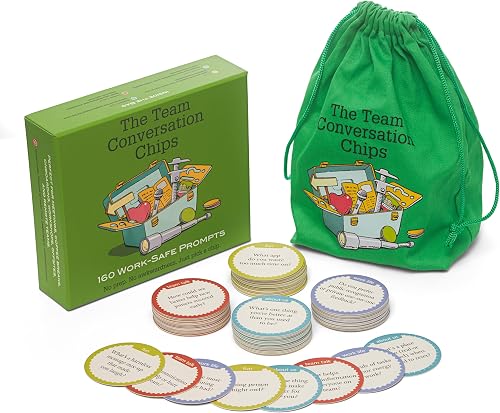 Team Conversation Chips – 160 Conversation Starters for Work, Meetings & Team Building – Icebreakers, 1-on-1 Questions & Employee Engagement Game for Managers and Teams