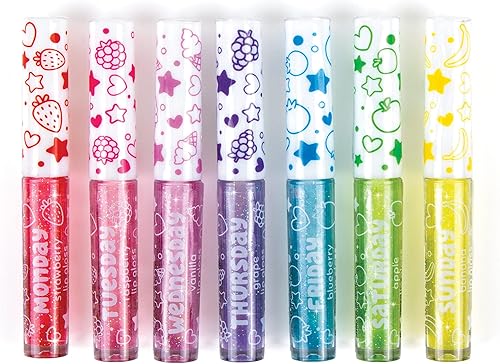 Miniatura 3 de Three Cheers for Girls by Make It Real - Brillo de labios con purpurina de 7 días, juego de brillo de labios saborizado para niñas, fresa,