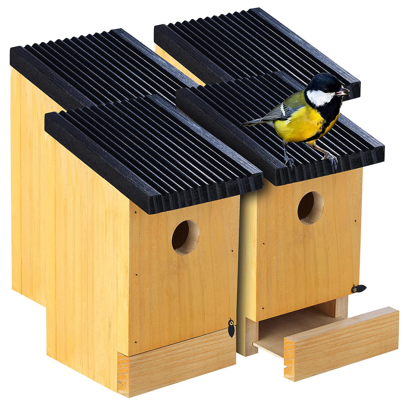 Royal Gardineer casetta in Legno: Set da 2 Nidi per Uccelli, per Uccelli Selvatici, Legno di Abete, Fondo Estraibile (casetta, Villa Nido, Kit)