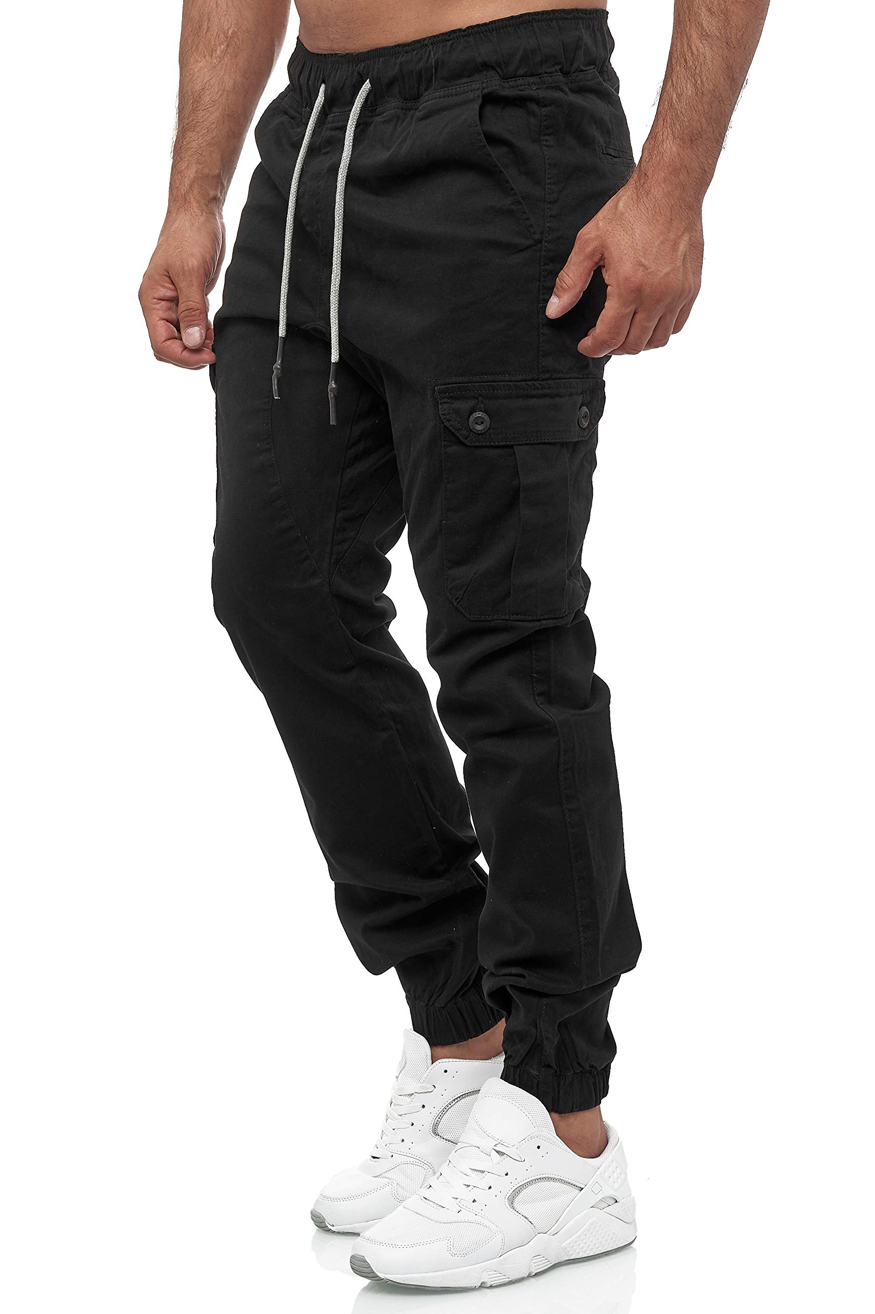 Tazzio - Pantaloni cargo da uomo, modello Chino, vestibilità normale, M610 Nero S