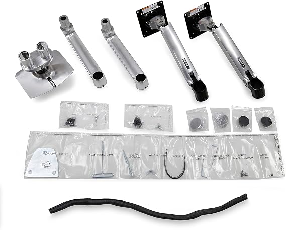ERGOTRON 45-245-026 LX Monitor Arm, Dual 2-Screen, Landscape, Silver, Fits 27-Inch