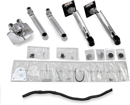 ERGOTRON 45-245-026 LX Monitor Arm, Dual 2-Screen, Landscape, Silver, Fits 27-Inch