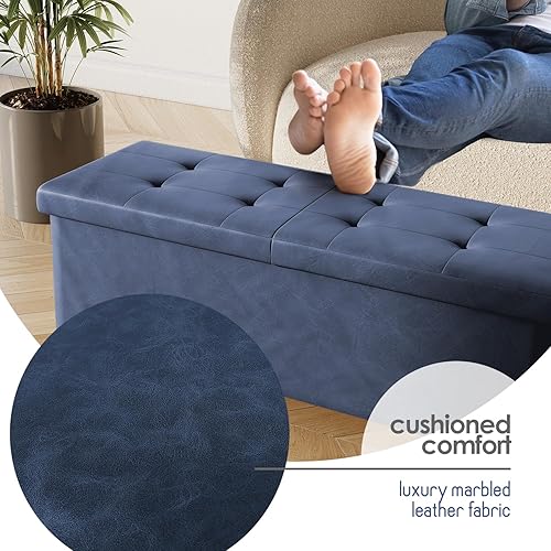 Miniatura 116 de Otomana plegable para dormitorio o sala de estar, con contenedores de almacenamiento, reposapiés para el extremo de la cama, soporta hasta 660 lb,