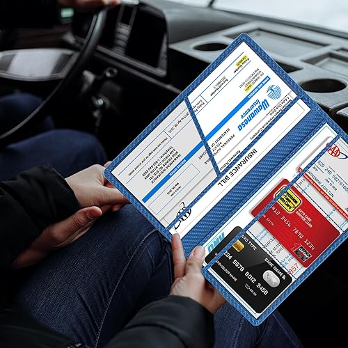 Miniatura 6 de TOURSUIT Soporte para tarjeta de registro y seguro de automóvil, organizador de compartimento para guanteras de documentos de licencia de vehículo,