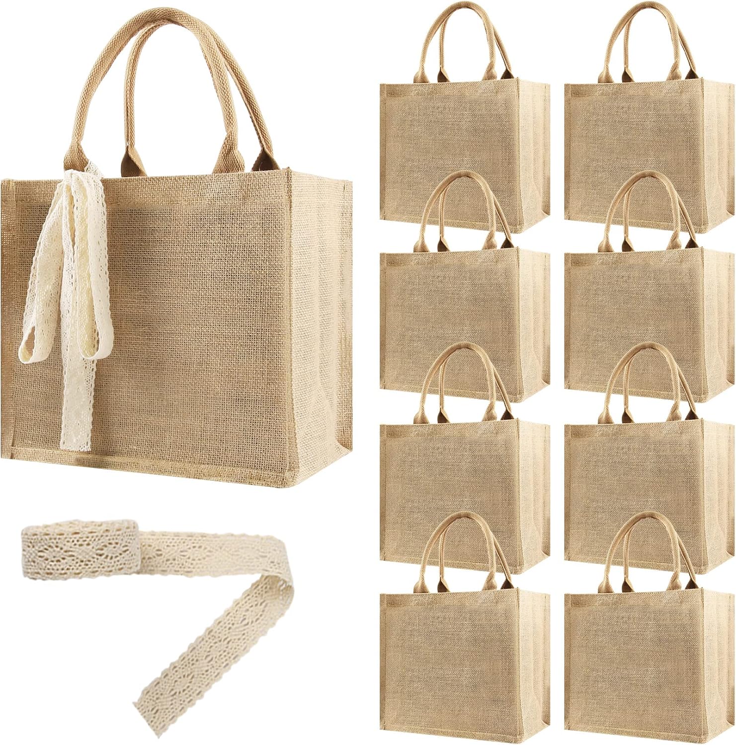 Large Reusable Burlap Tote Bags with Ribbon Kuwait Ubuy