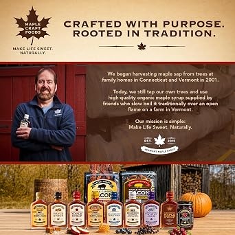 Maple Craft Foods Pumpkin Spice Maple Syrup Organic Vermont Maple Syrup with organic Pumpkin Spice Flavor, Gourmet Flavored Syrup for Pancakes, Coffee, Baking and Desserts, 6.8 oz