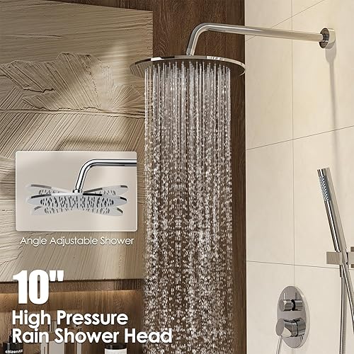 Miniatura 53 de Gabrylly Juego de grifo de ducha para bañera, sistema de ducha de bañera con válvula de ducha de 3 vías, cabezal de ducha de lluvia de alta presión