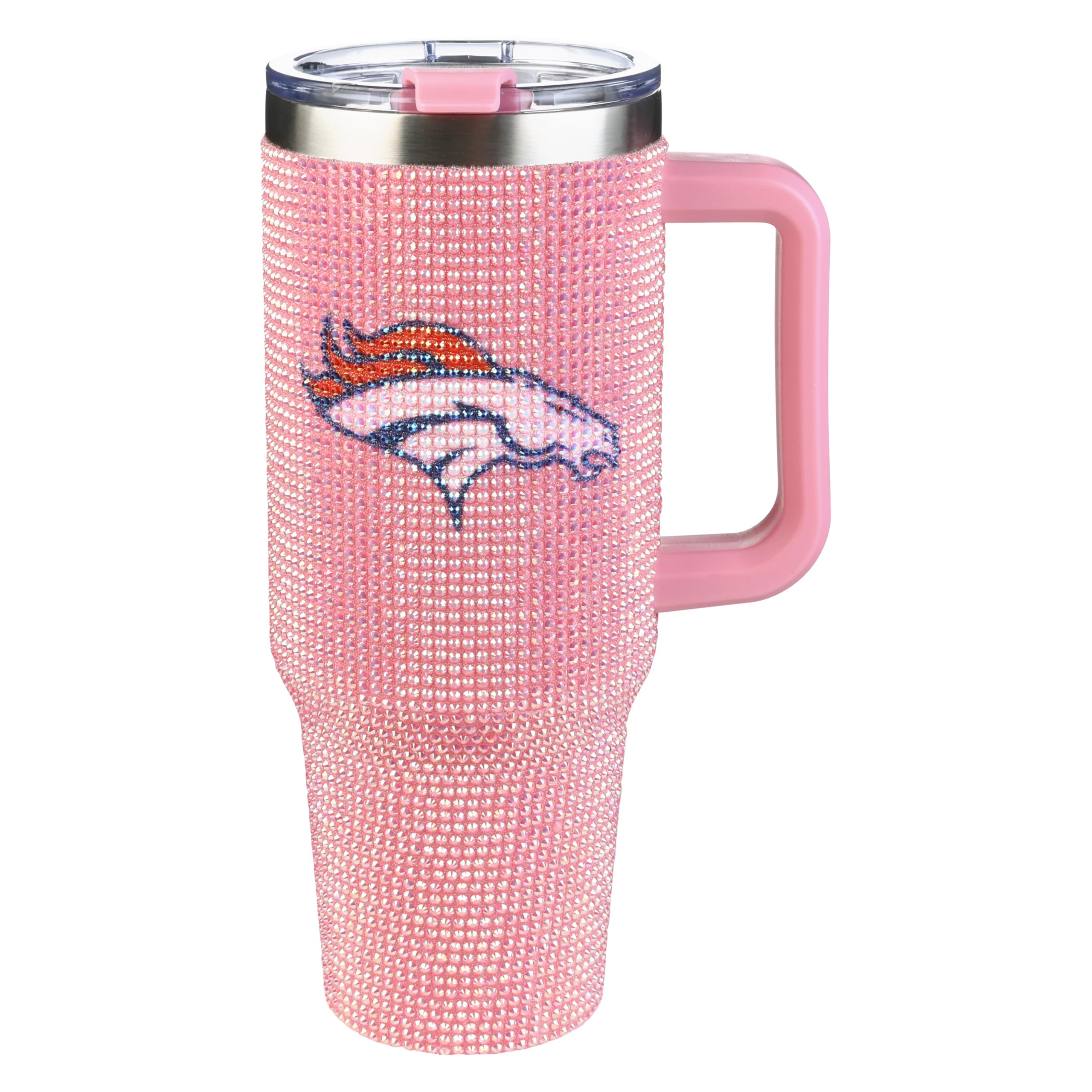 The Memory Company Officially Licensed 40oz Pink Bling Game Day Tumbler, Denver Broncos