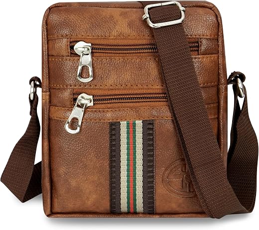 Storite Stylish Small PU Leather Sling Cross Body Travel Office Messenger One Side Shoulder Bag With Adjustable Strap for ...