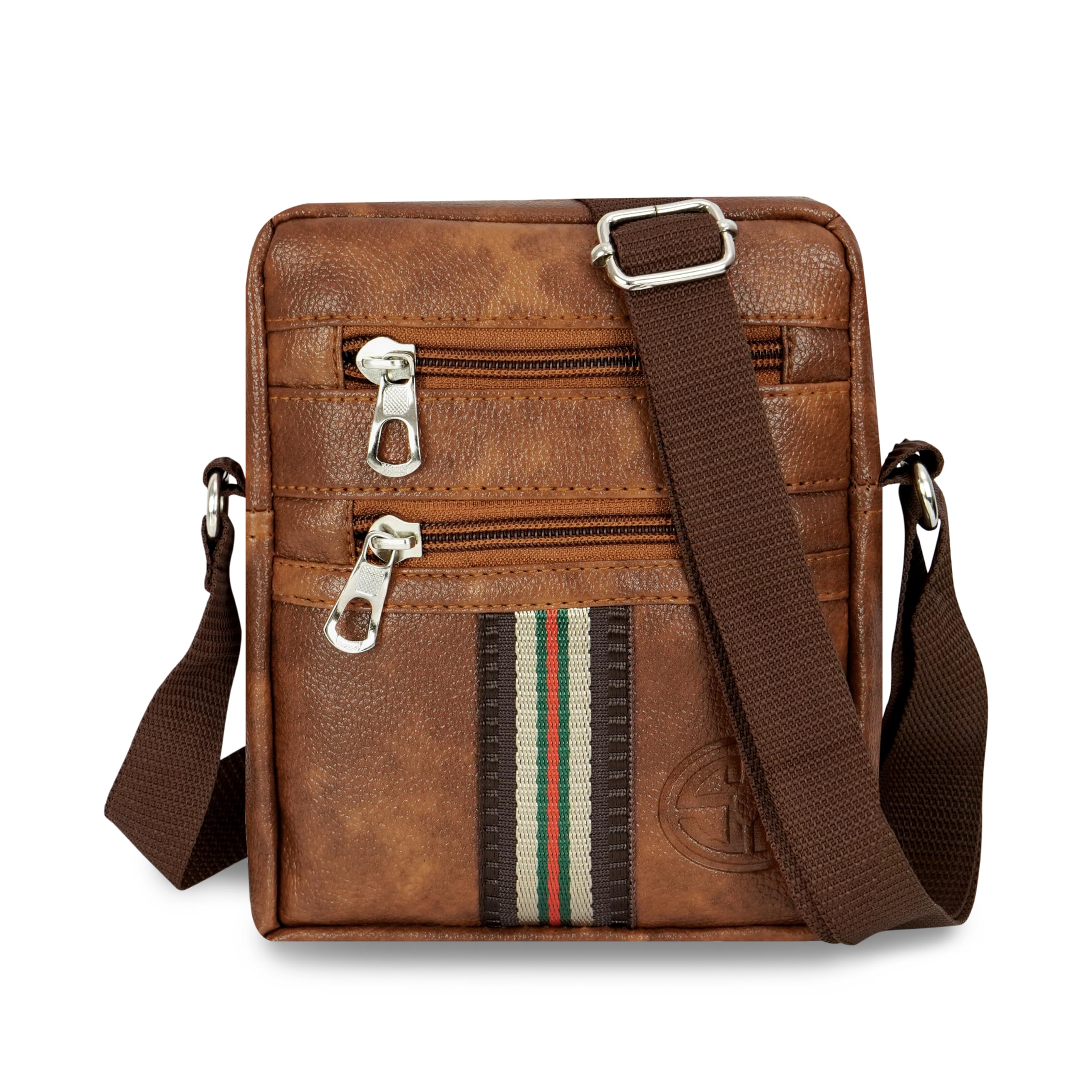 Storite Stylish Small PU Leather Sling Cross Body Travel Office Messenger One Side Shoulder Bag With Adjustable Strap for Men & Women (15x4.5x18Cm)