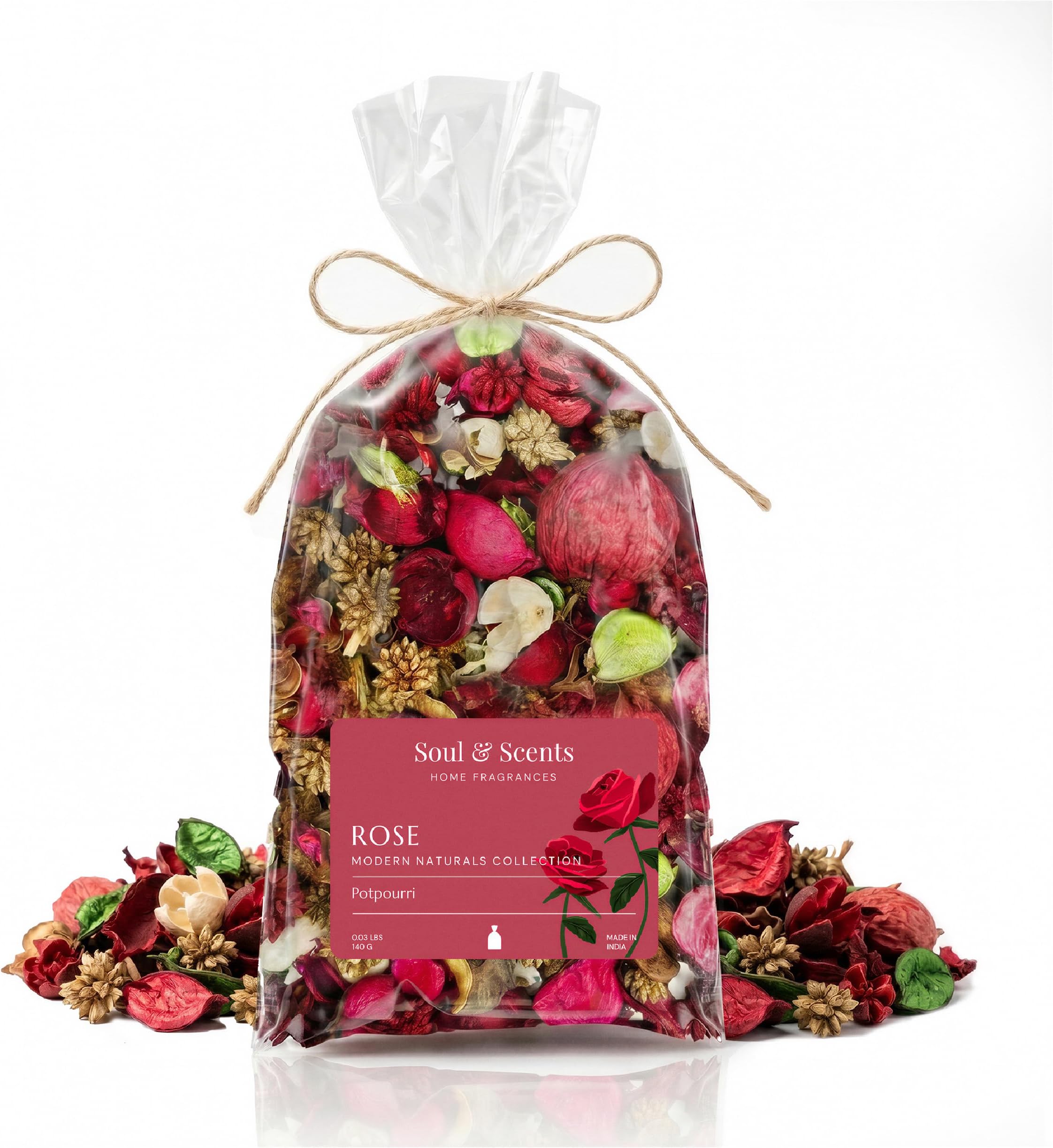 Soul & Scents Rose Potpourri | Dried Flowers | Fine-Living | Natural Decoration | Mood Enhancer | Perfect for Home Decor, Gifts, and Aromatherapy | Made in India | Pack of 2-140gm Each