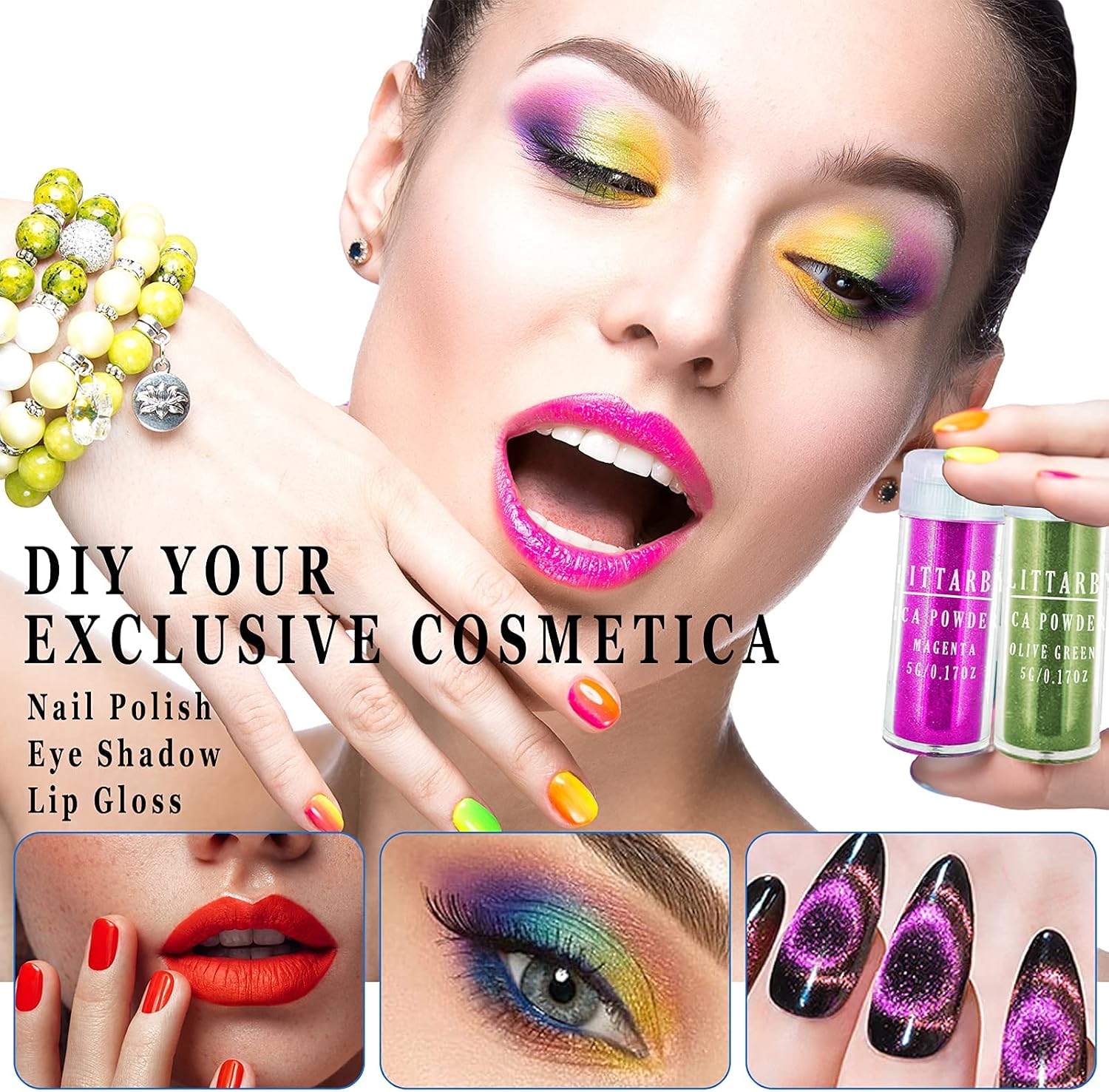 Mica Powder 21 Colors Shake & Pour Jars, Cosmetic Grade Pigment Powder, Epoxy Resin Pigments Neon Mica Powder for Soap Making, Lip Gloss, Nails, Candle Making, Slime, DIY Crafts Supplies, Dye 5g/Each : Arts, Crafts & Sewing