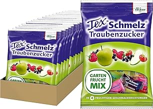 Tex-Schmelz Traubenzucker Gartenfrucht-Mix – 1500g Großpackung – Natürlicher, fruchtiger Traubenzucker, gluten- & laktosefrei, 20x75g